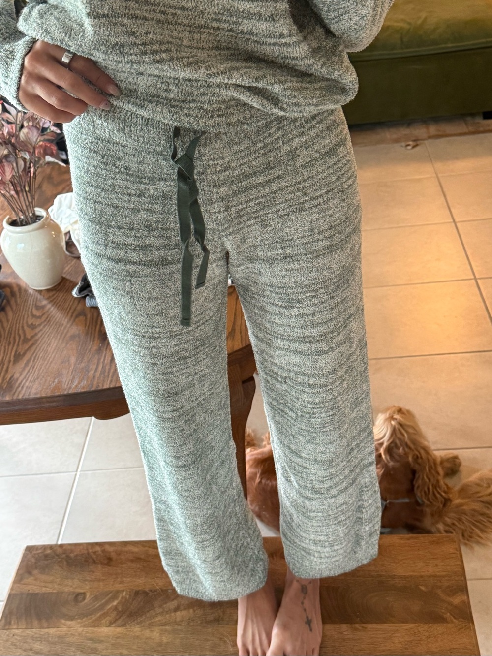 Cozy Knit Lounge Pants in Heathered Sage